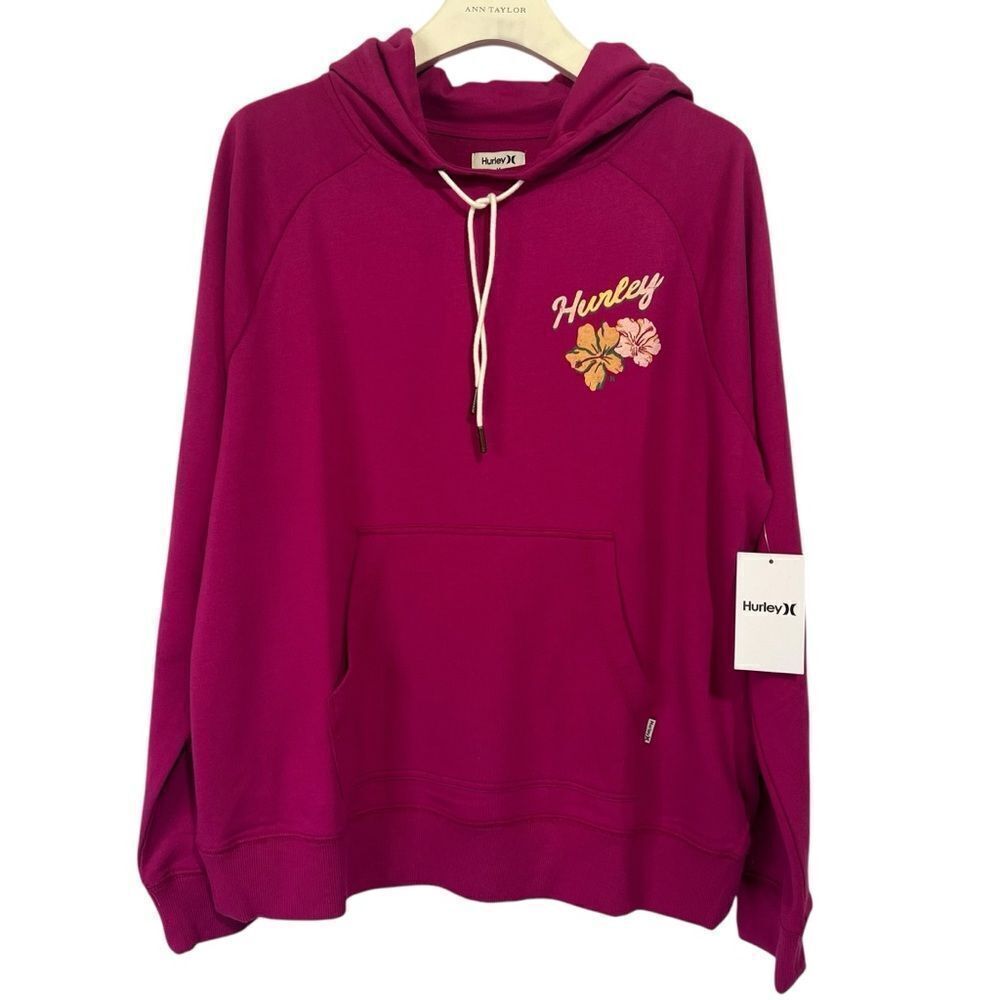 NWT Hurley Tide Pool Easy Raglan Hoodie Pullover Sweatshirt size Medium Pink